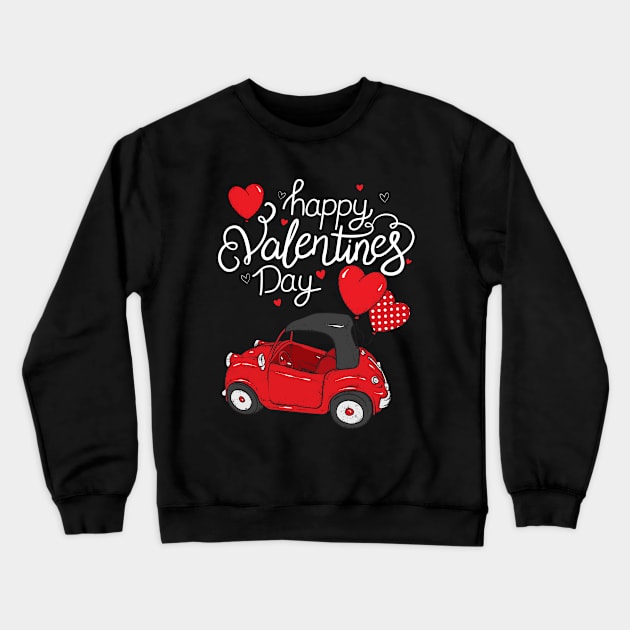 Red Truck With Hearts Happy Valentine's Day Gifts For Girls Women Crewneck Sweatshirt by Herotee